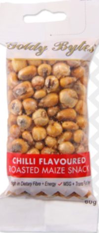 MHANDIRE GOLDY BYTES – ROASTED MAIZE SNACK CHILLI FLAVOUR (60G)